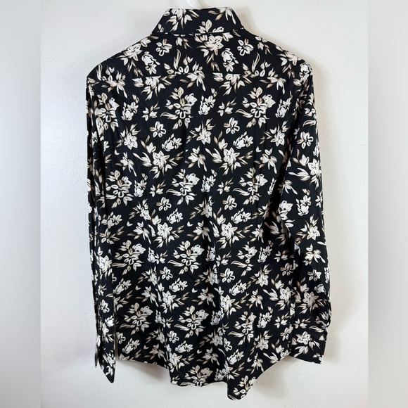Express Womens Floral Button Up Shirt Black‎ White NWT Small Extra Slim - Picture 3 of 5